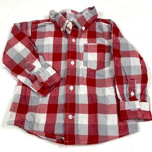 Gymboree boys red checkered long sleeve button down shirt size 18 to 24 months